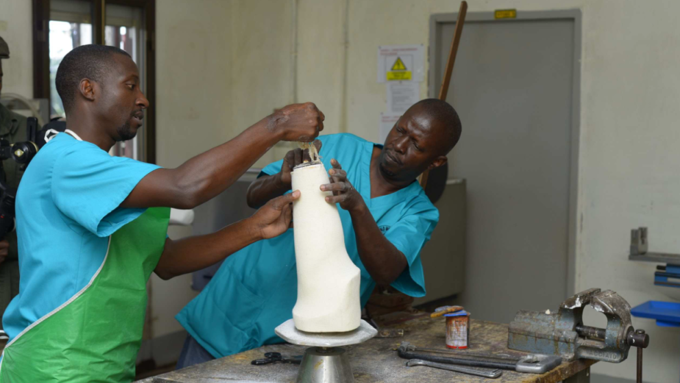 Team working on prosthetic limbs