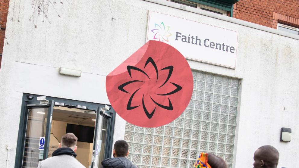 The Faith centre with the Faith centre logo sticker