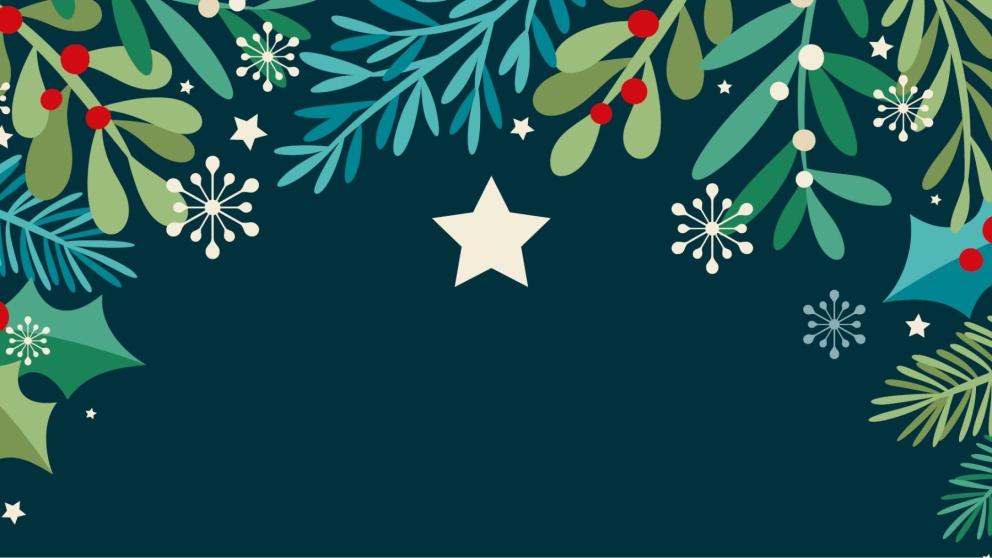Illustration of holly and other Christmas symbol 
