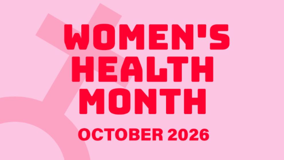 Pink promotional Women's Health Month logo for October 2026