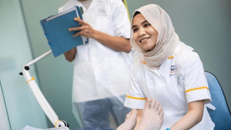 Podiatry student in clinic