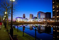 MediaCity skyline at night