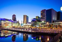 MediaCity skyline at night