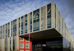Modern glass, multiple storey building that forms part of the New Adelphi campus and fashion degree facilities at the University of Salford