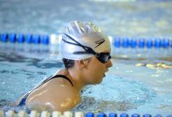 Swimmer in the University of Salford Sports Centre swimming pool