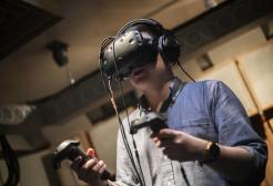 Student using virtual reality equipment