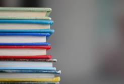 Stack of colourful books