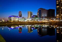 MediaCity skyline at night