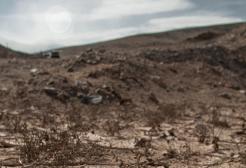 A barren landscape in a desert environment