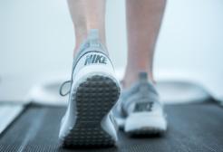 Nike running shoes on a treadmill