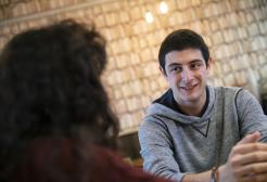 Student having a conversation with an advisor