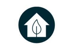 Illustration representing a leaf inside a house