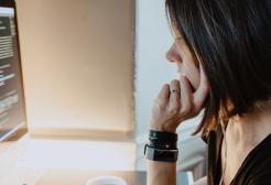 A person works at a computer