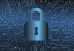 A padlock on a computing background