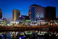 MediaCity skyline at night