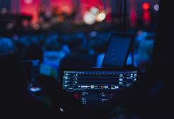 A sound desk at a gig