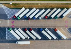 Lorries parked in a car park