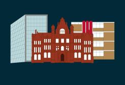 Illustration of Peel building, University of Salford