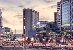 MediaCity campus at night