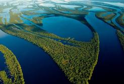 Aerial view of Amazon River in Brazil