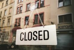 Closed sign on shop window