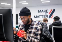 Engineering student working in the Morson Maker Space, University of Salford 