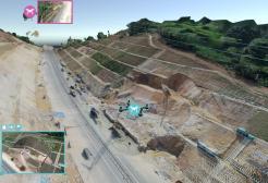 3D visualisation of a drone mapping a valley construction site, THINKlab, University of Salford