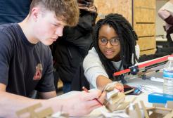 Architecture students working together