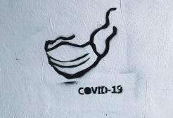 COVID mask grafitti