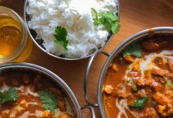 Plates of curry and rice
