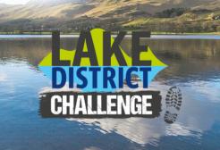 Lake district with Lake District challenge in the foreground