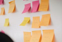 Post-it notes on a whiteboard