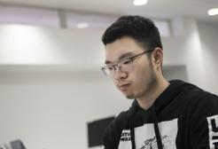 Student working on a laptop