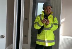 Michelle in her work uniform.