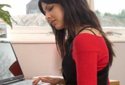 A student studies at home