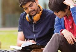Students studying on campus