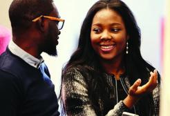 Two people in conversation