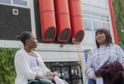 Salford International students having a conversation