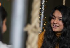 South Asian students at a restaurant