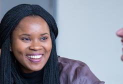 Two international students in conversation