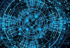 Dark Blue Block chain Image on a dark background