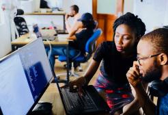 Students work on a computer