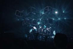 People watch a light display