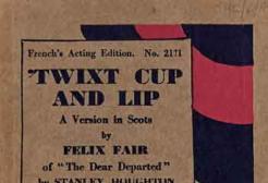 Archive image: Cover of the book of the script for the Stanley Houghton play, 'Twixt Cup And Lip'