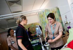 Nursing staff and students in a clinical training environment, University of Salford