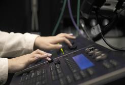 Students using Film TV and Radio production equipment