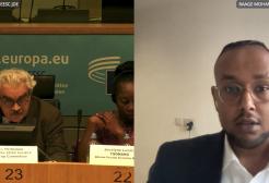 Mohamud Jama at the EU-ACP Committee via Zoom 