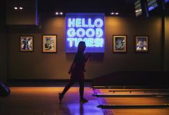 Student bowling at All Star Lanes in Manchester