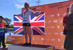 Lucy Ryan on the podium at the World Transplant Games 