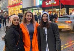International student with friends on Market Street